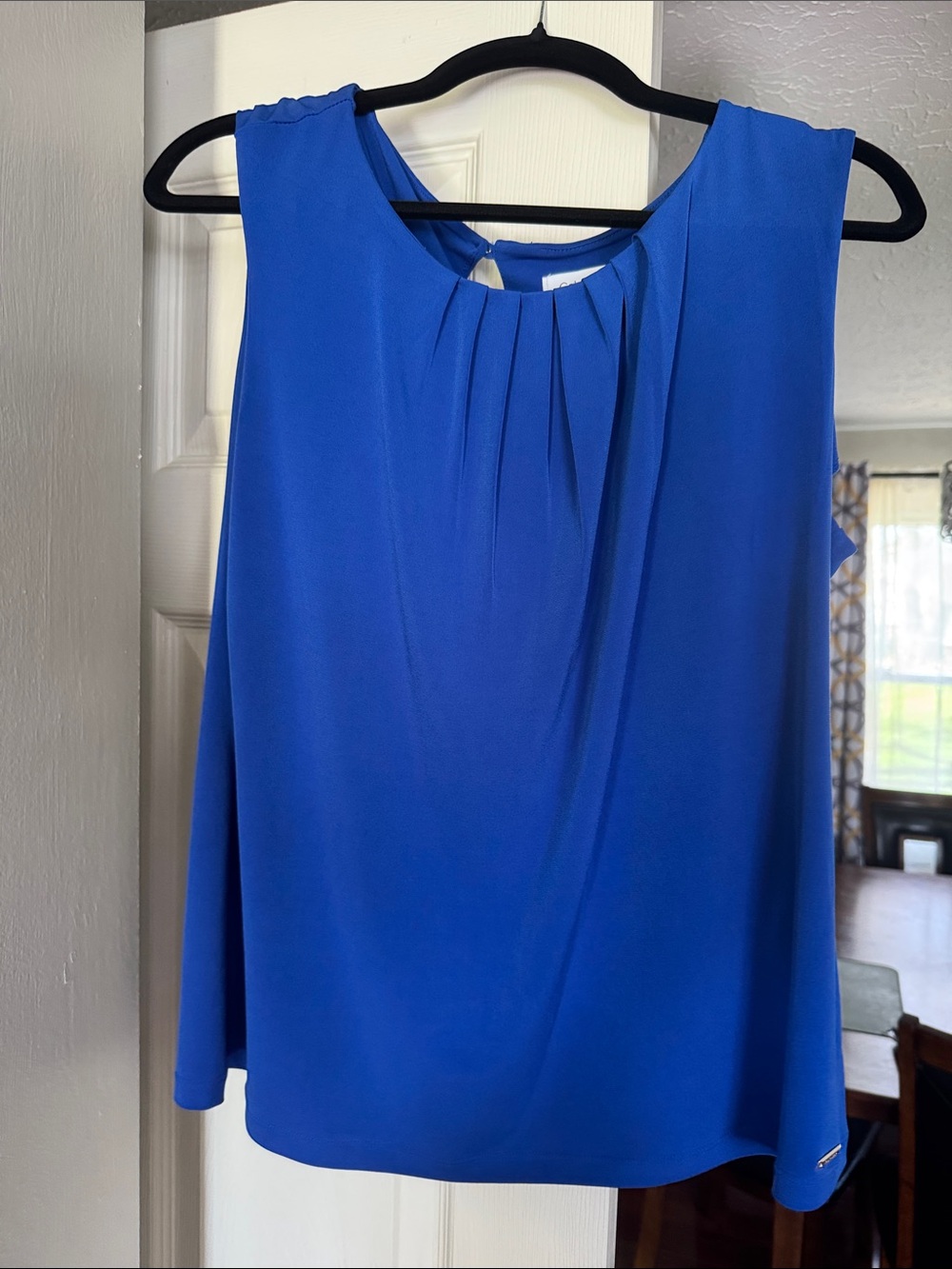 Calvin Klein Royal Blue Pleated Neck Sleeveless Camisole